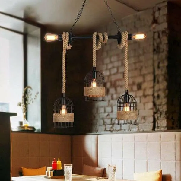 Clervie - Retro Hemp Rope Pendant Lamp