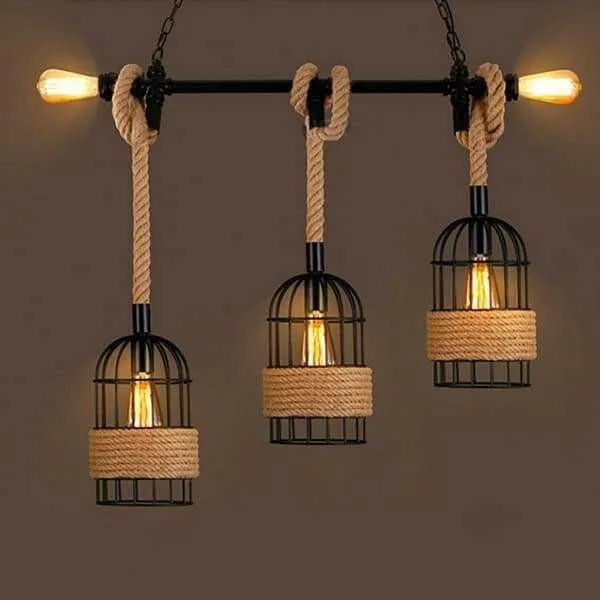 Clervie - Retro Hemp Rope Pendant Lamp