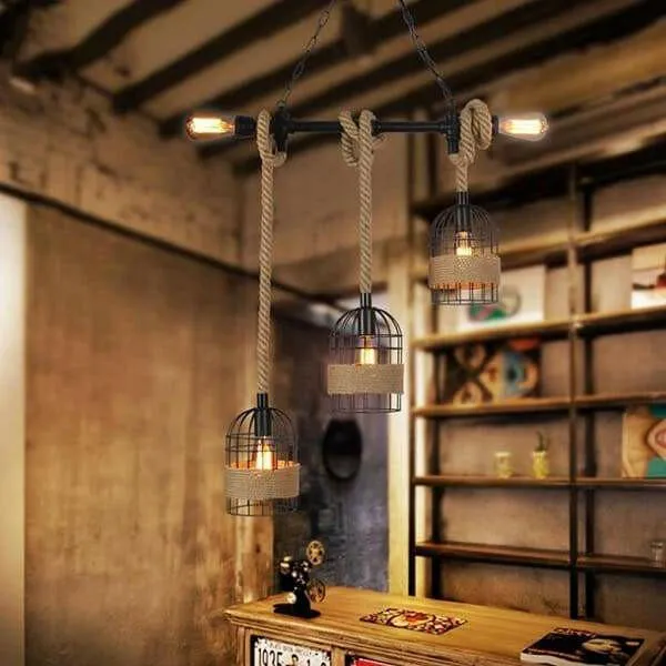 Clervie - Retro Hemp Rope Pendant Lamp