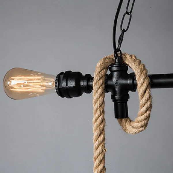 Clervie - Retro Hemp Rope Pendant Lamp