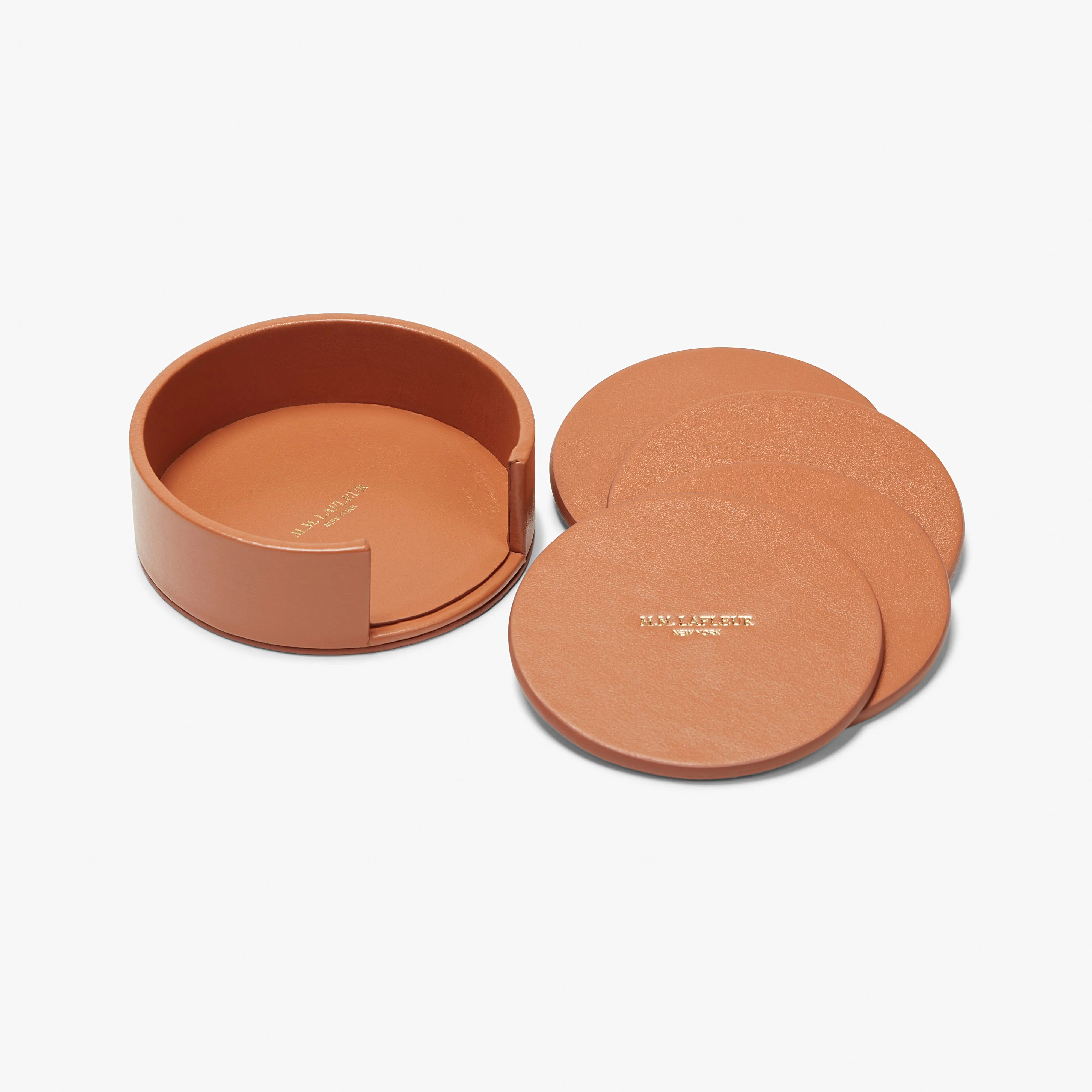 Coaster Set - Leather :: Caramel