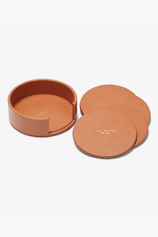 Coaster Set - Leather :: Caramel