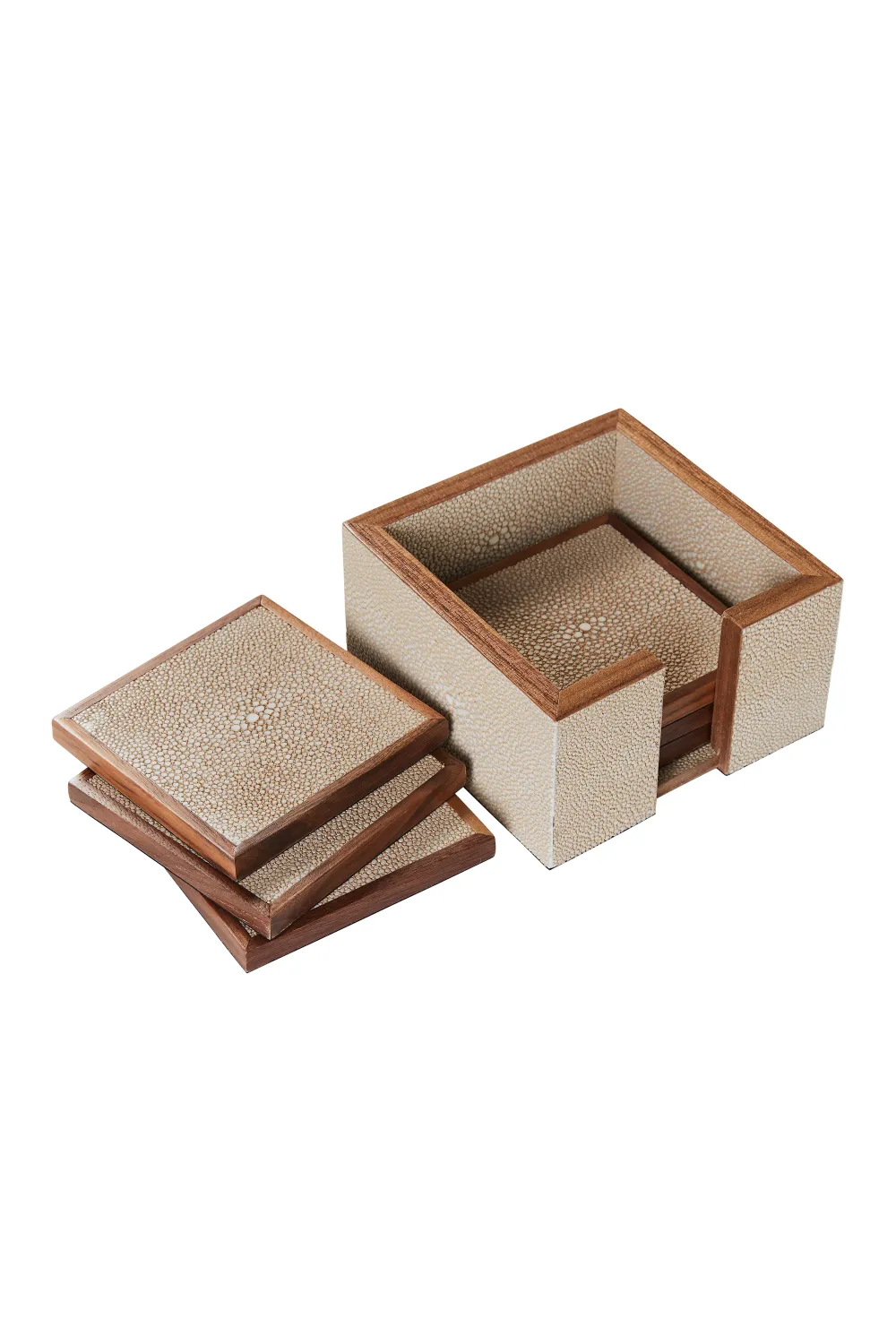 Cream Shagreen Coasters with Box (6) | Andrew Martin Lexi