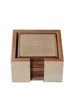 Cream Shagreen Coasters with Box (6) | Andrew Martin Lexi