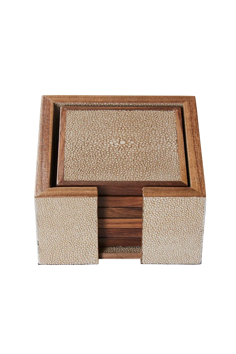 Cream Shagreen Coasters with Box (6) | Andrew Martin Lexi