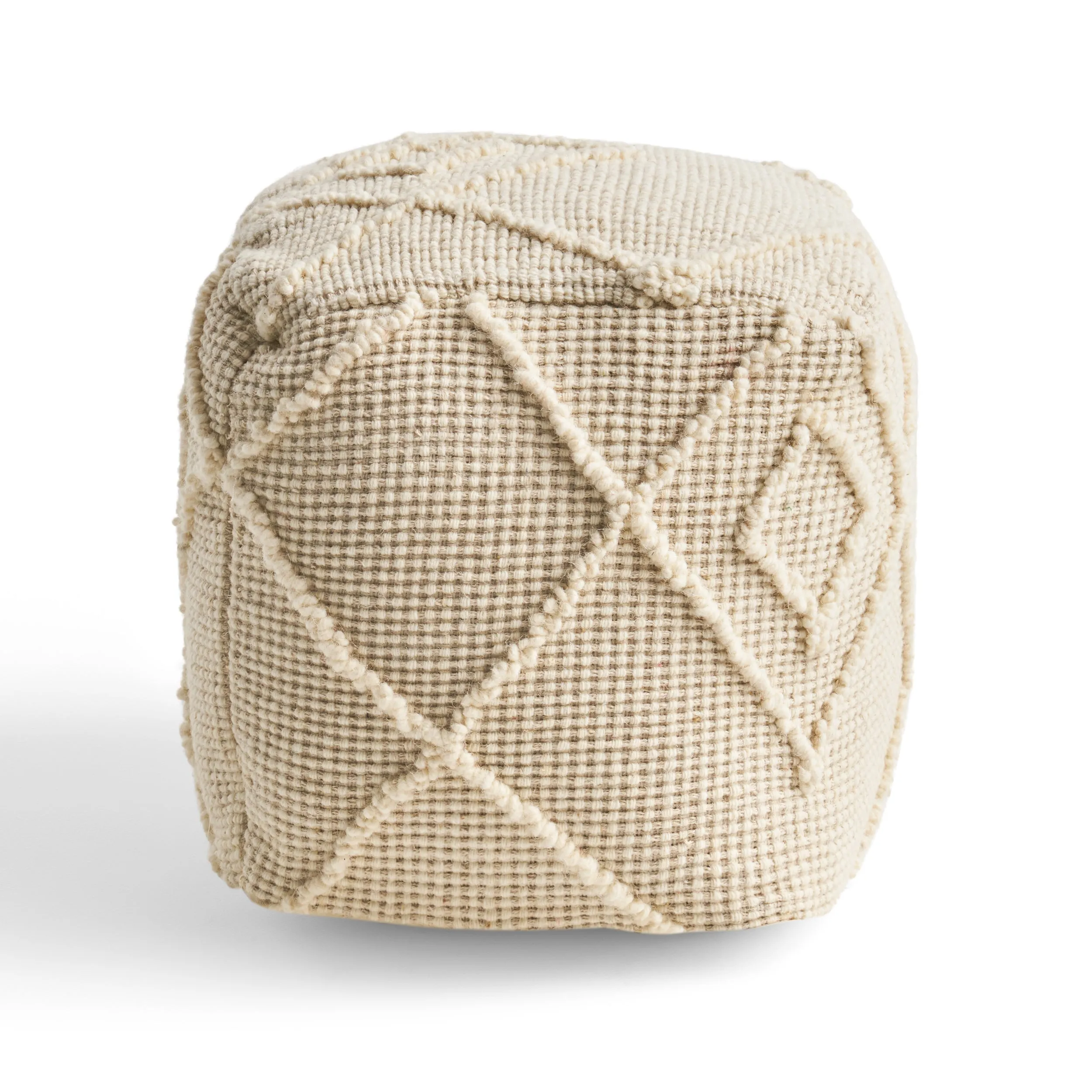 Cristina Boho Wool and Cotton Ottoman Pouf