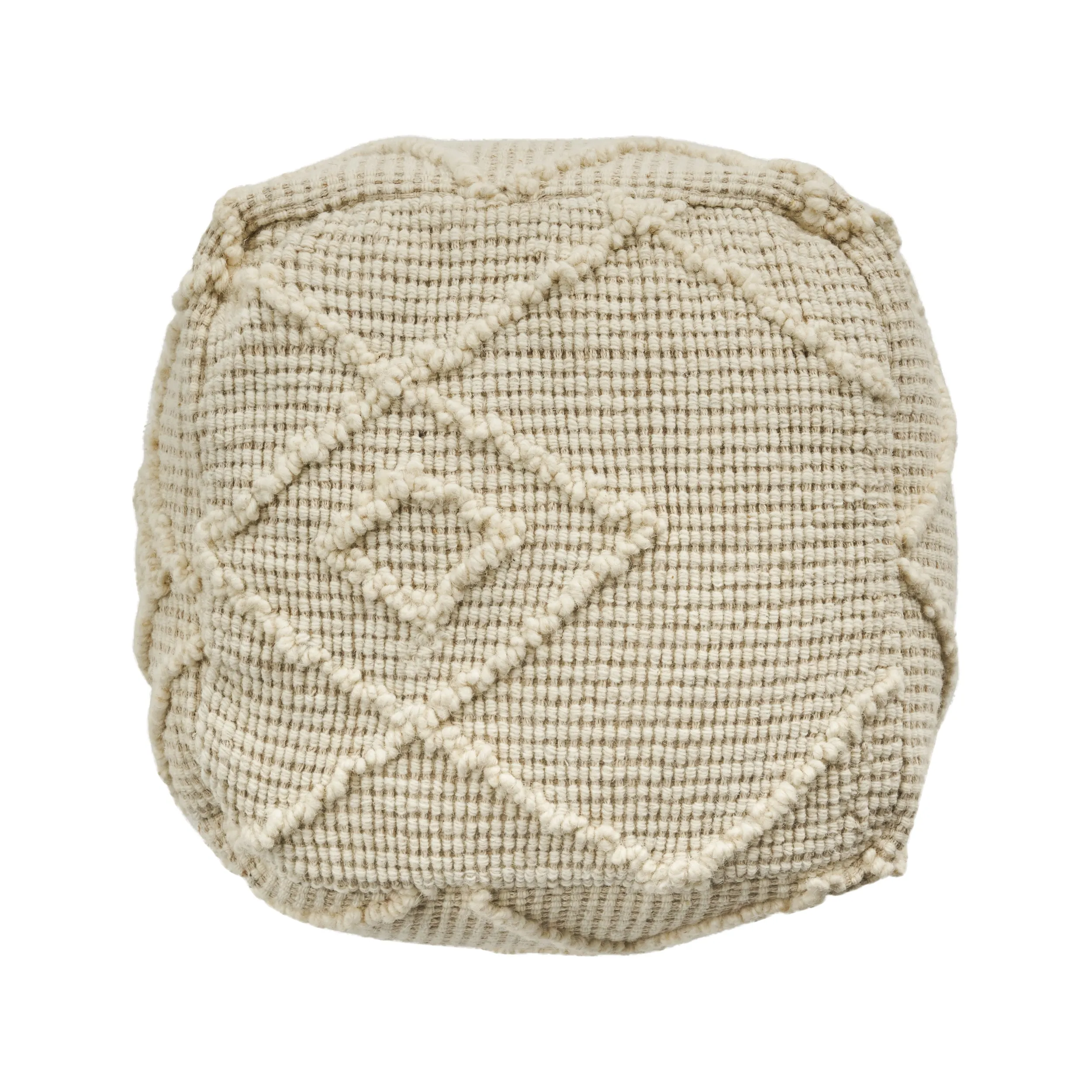 Cristina Boho Wool and Cotton Ottoman Pouf