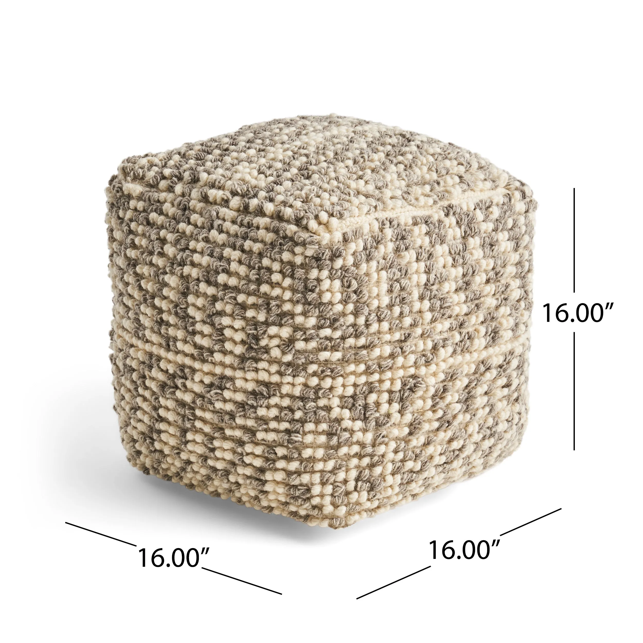 Daisy Boho Wool and Cotton Ottoman Pouf