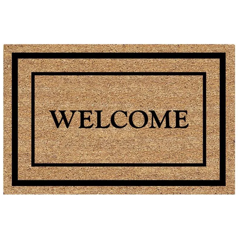 DeCoir 30 in. W X 18 in. L Tan/Black Classic Welcome Border Entrance Mat