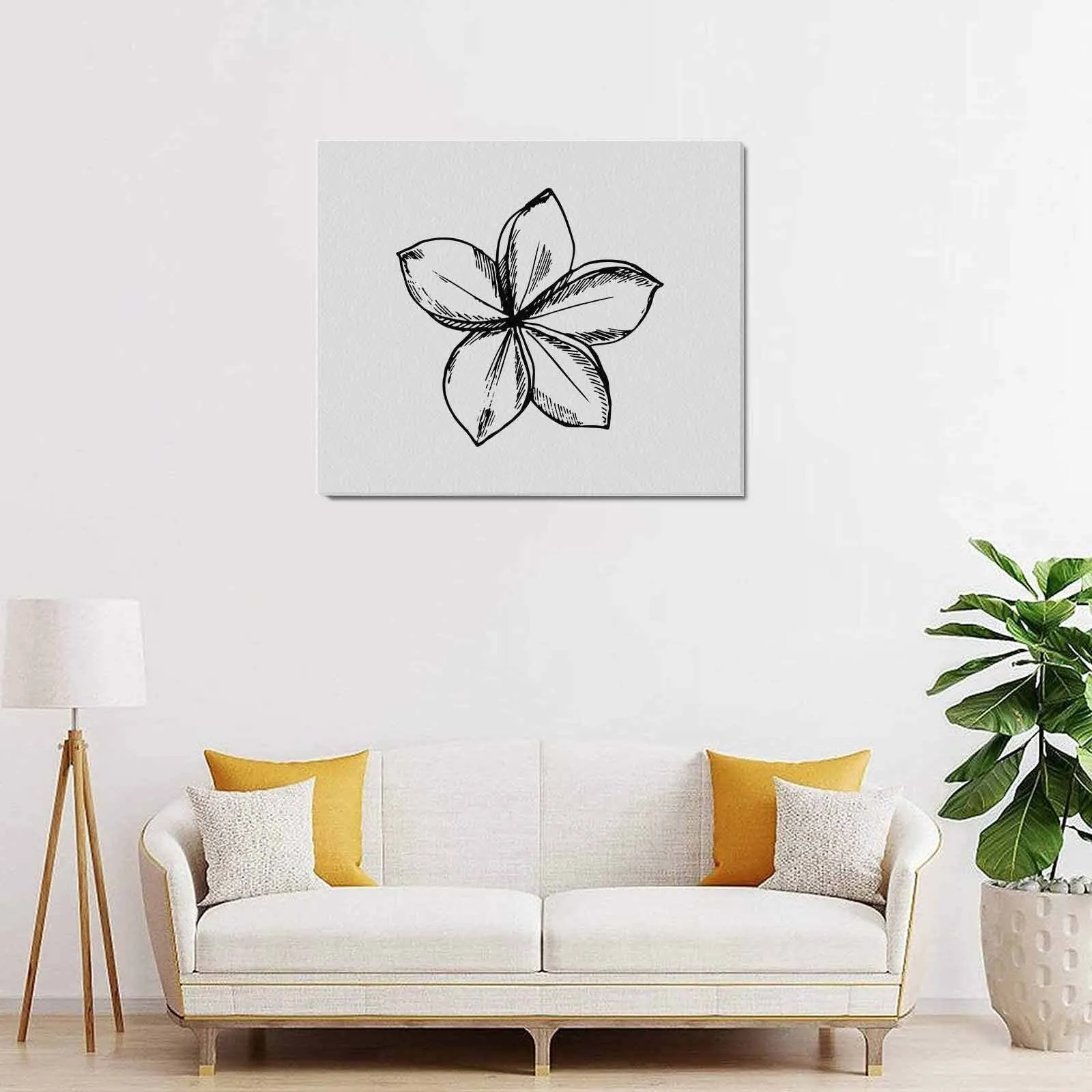 Decorative Floral Sketch Art / Textured Frame Canvas Print - 51753