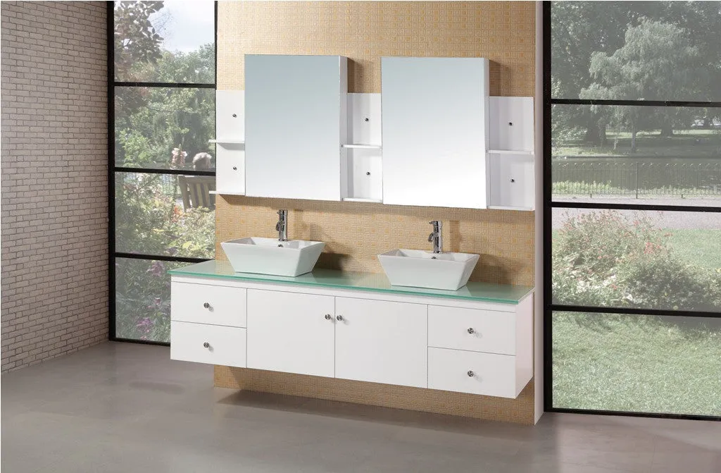 DESIGN ELEMENT Portland 72" Double Sink Vanity Set in White Finish