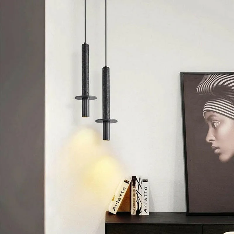 Diletta - Minimalist Italian Black Volcano Stone Pendant Lamp