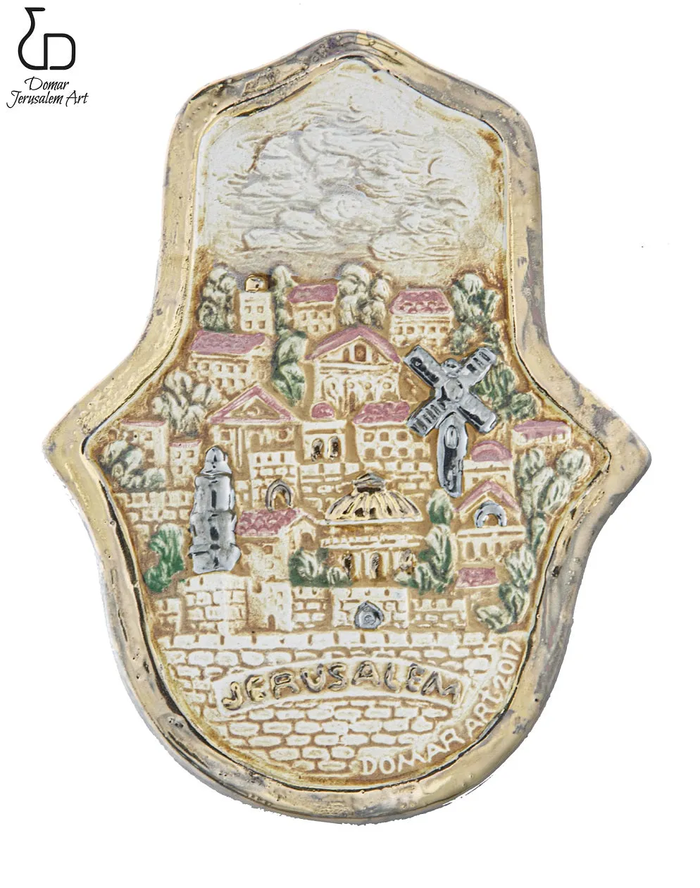 Domar Craftsmanship Art Jerusalem Hamsa 14 x 11 cm