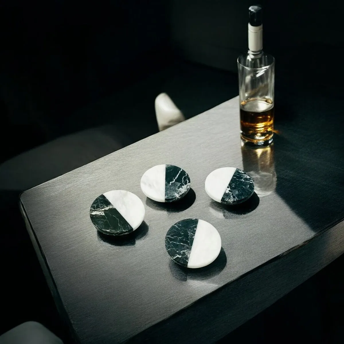 Eclisse - Black & White Marble Coasters - Set of 4