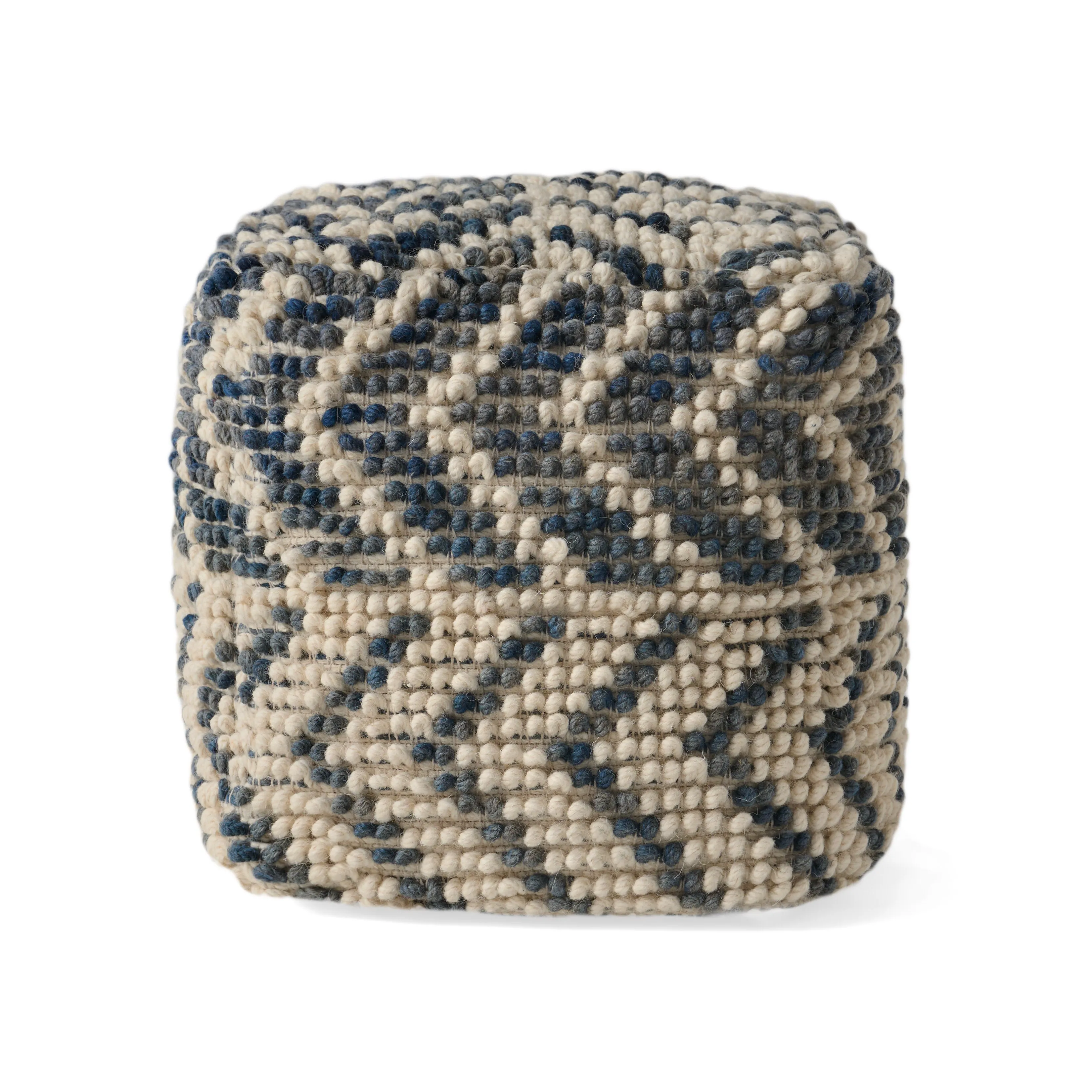 Ekrem Boho Wool and Cotton Large Ottoman Pouf