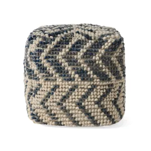 Ekrem Boho Wool and Cotton Large Ottoman Pouf