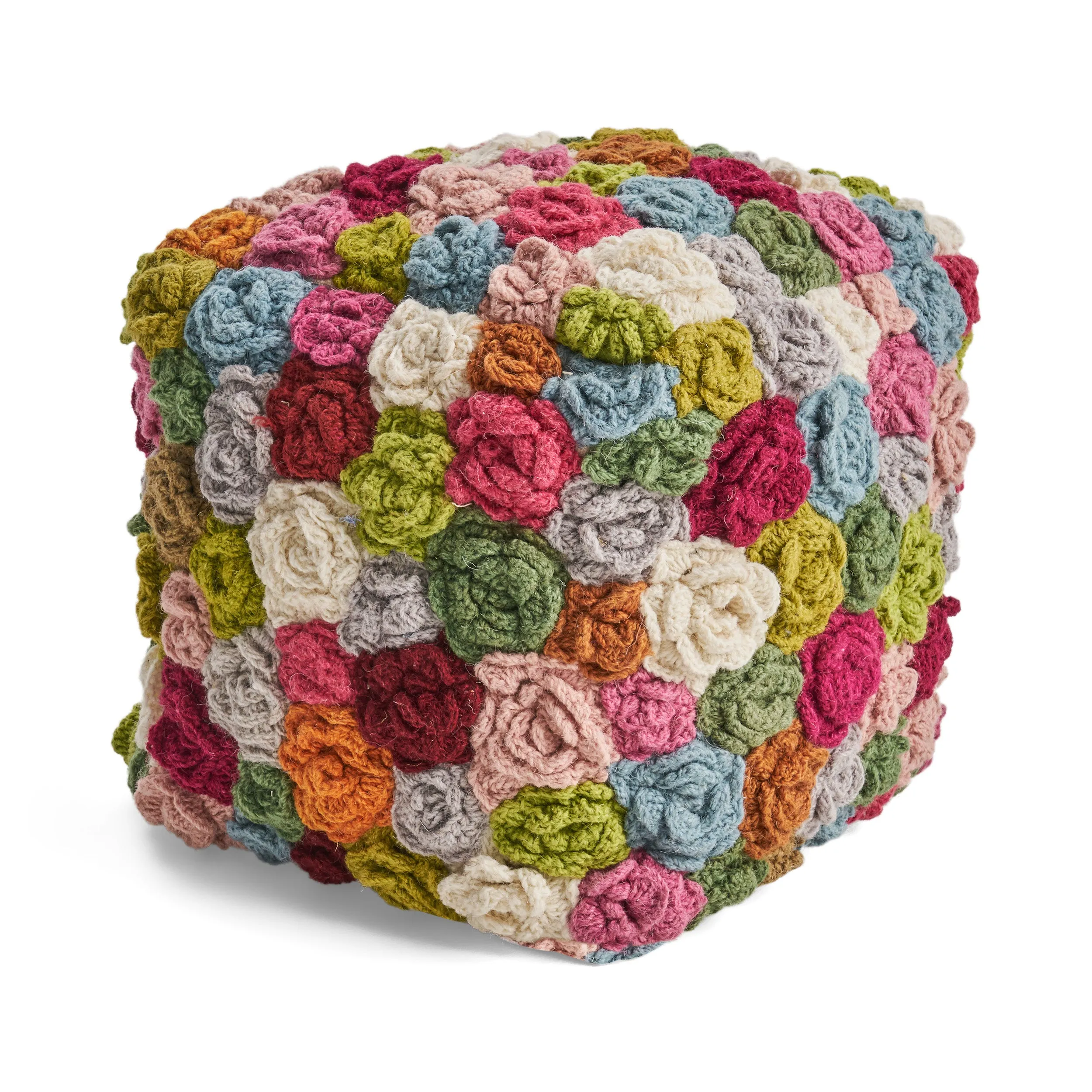 Ellyanna Boho Wool Ottoman Pouf