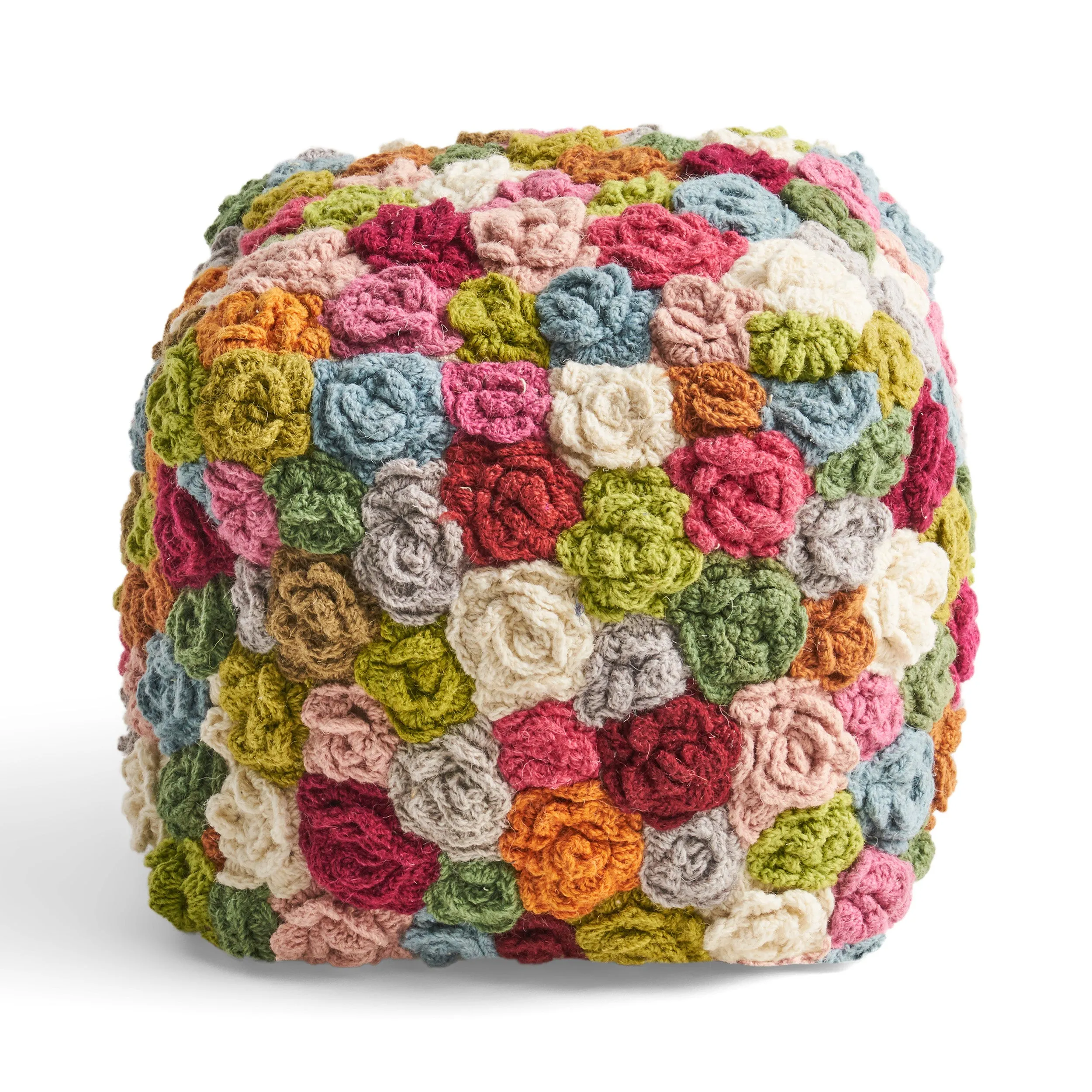 Ellyanna Boho Wool Ottoman Pouf