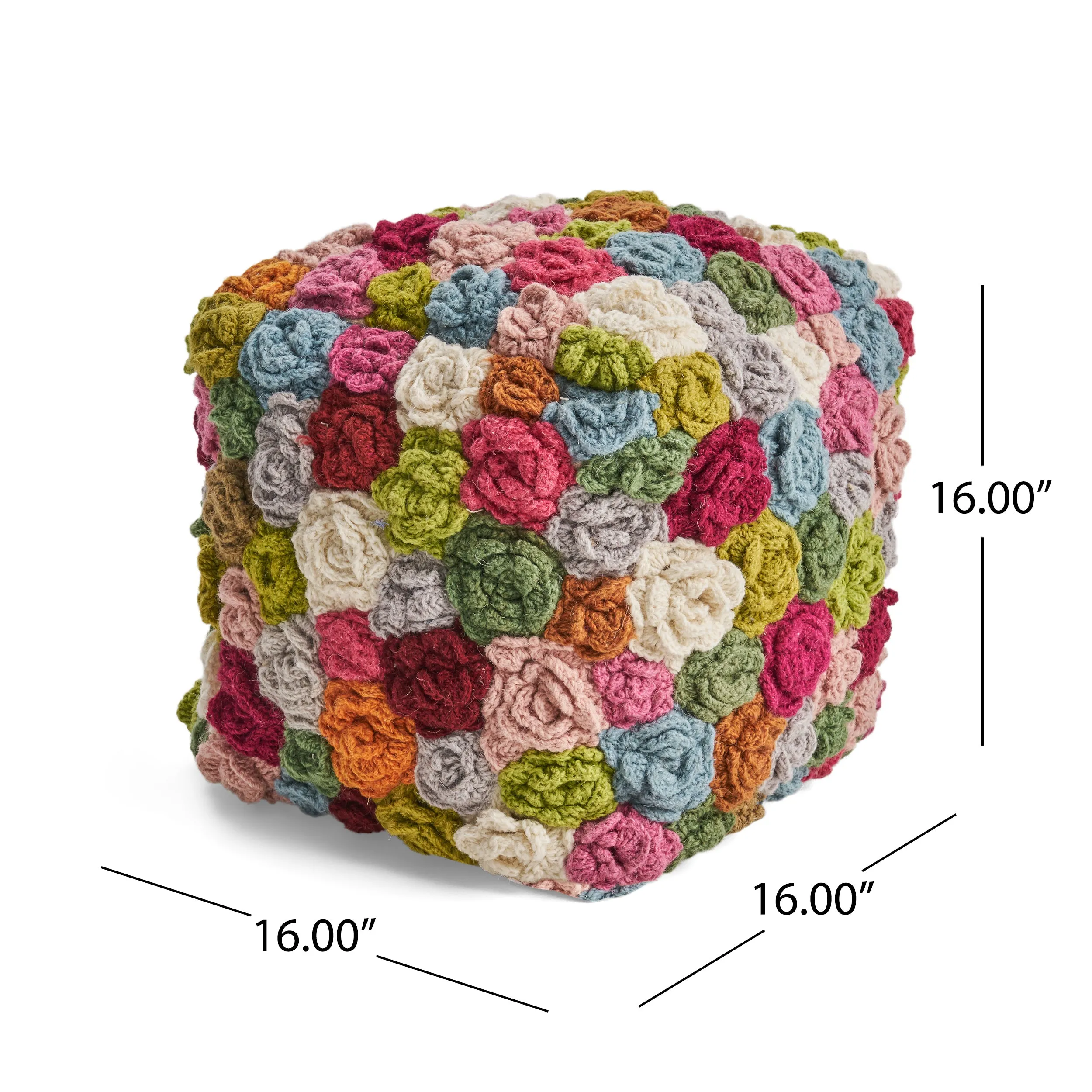 Ellyanna Boho Wool Ottoman Pouf