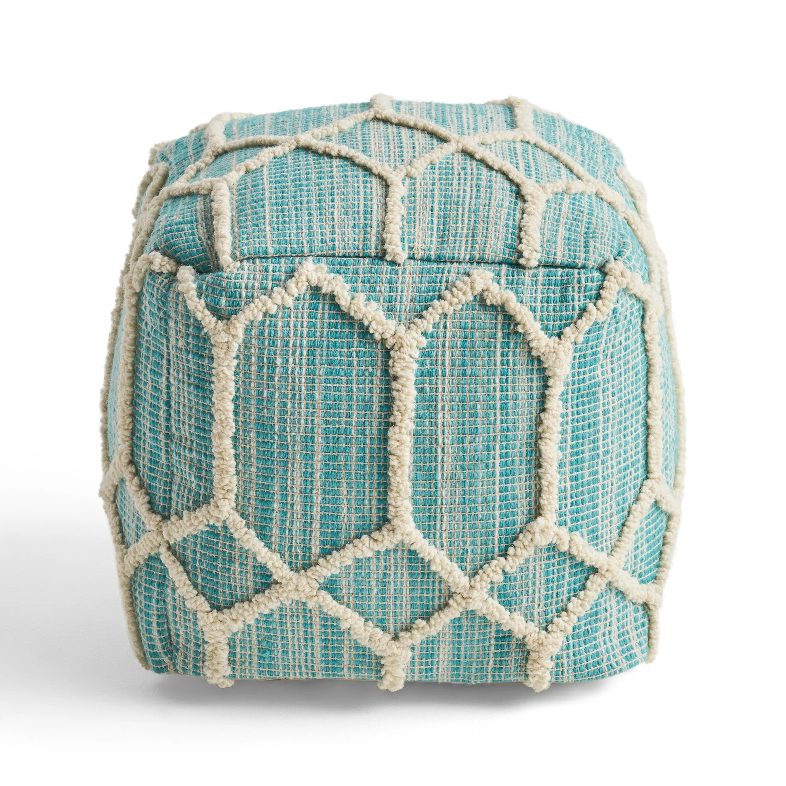 Erza Boho Wool and Cotton Ottoman Pouf