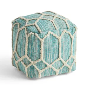 Erza Boho Wool and Cotton Ottoman Pouf