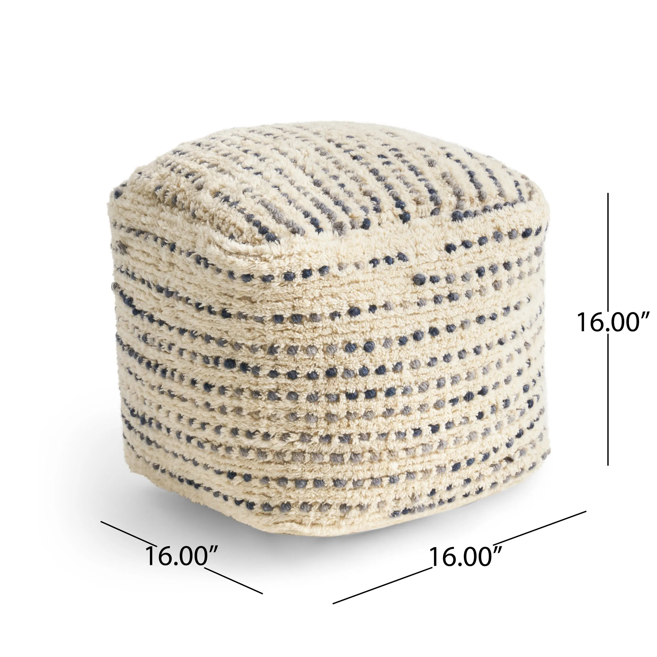 Ewelina Boho Wool and Cotton Ottoman Pouf