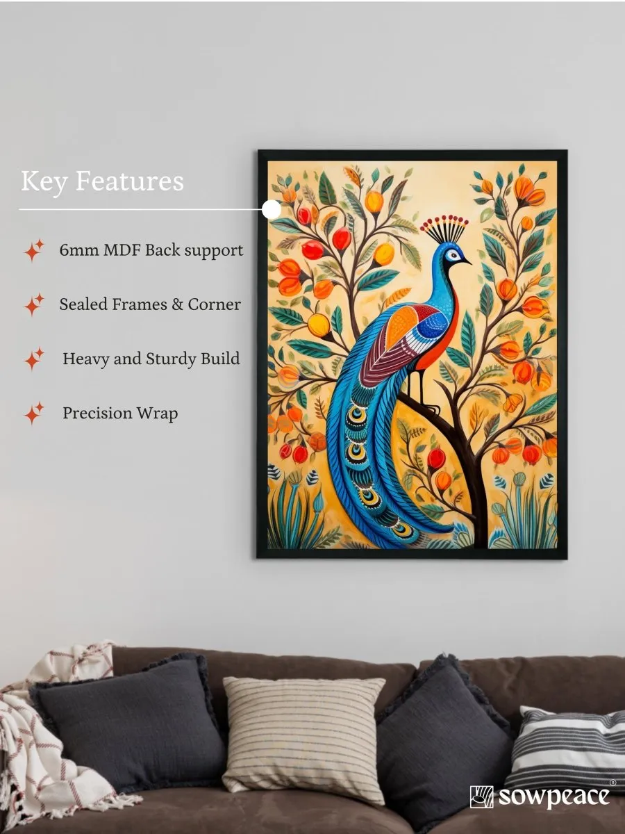 Find Your Paradise: Sowpeace Handcrafted Peacock Canvas – Premium Indian-Inspired Art for Stylish Home Interiors