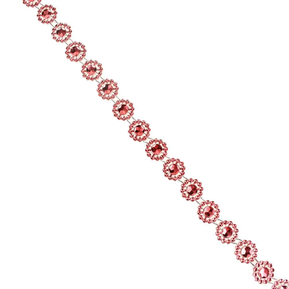 Flower Rhinestone Trim Strand, 15mm, 10-Yard