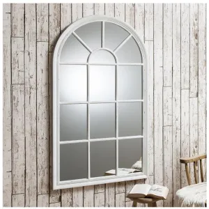 Fulshaw Aged White Arched Window Wall Mirror