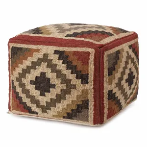 Gandaki Jute Pouffe [Rust orange/Sand/Olive green]