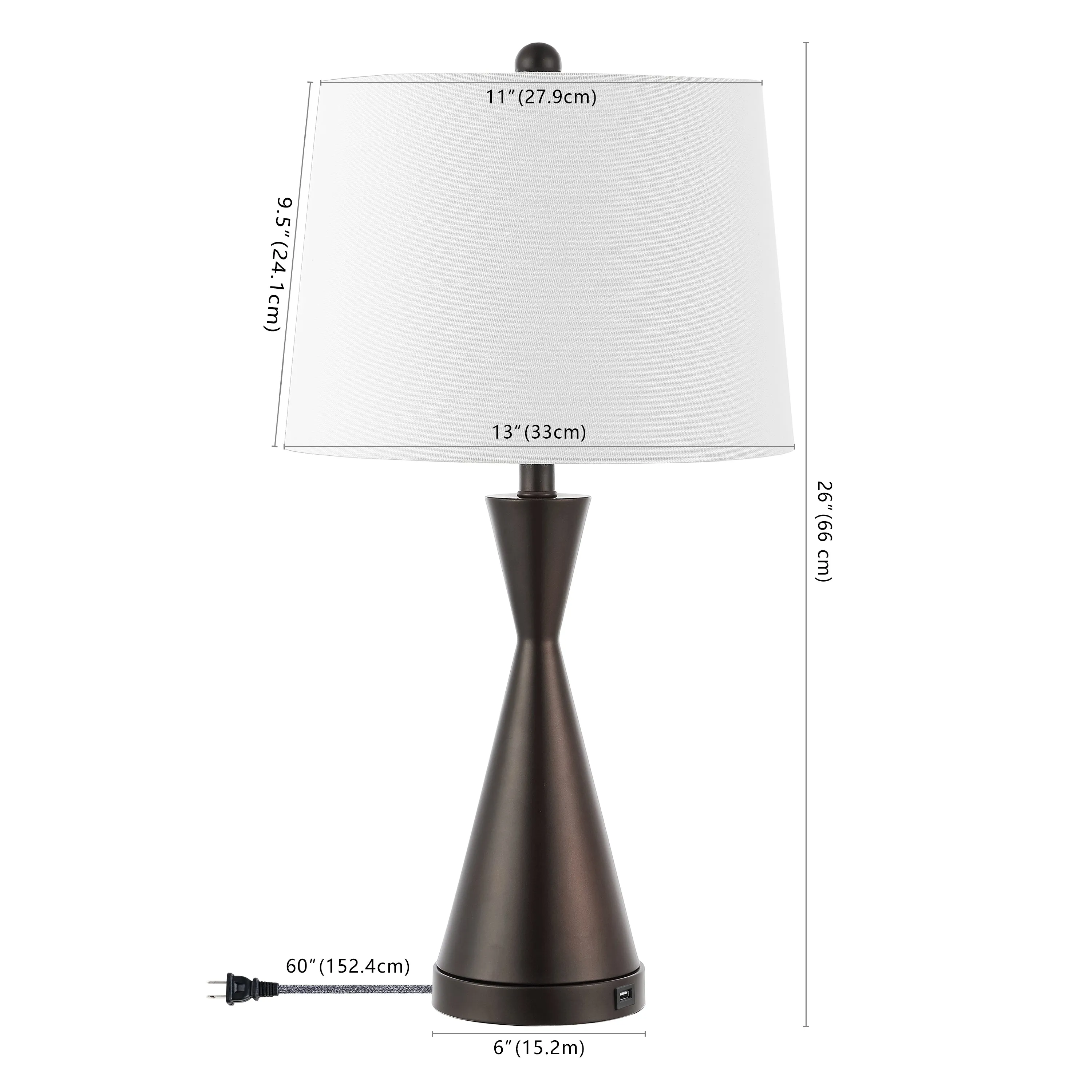 Geoff Brushed 26" Classic French Country Iron LED Table Lamp with USB Charging Port