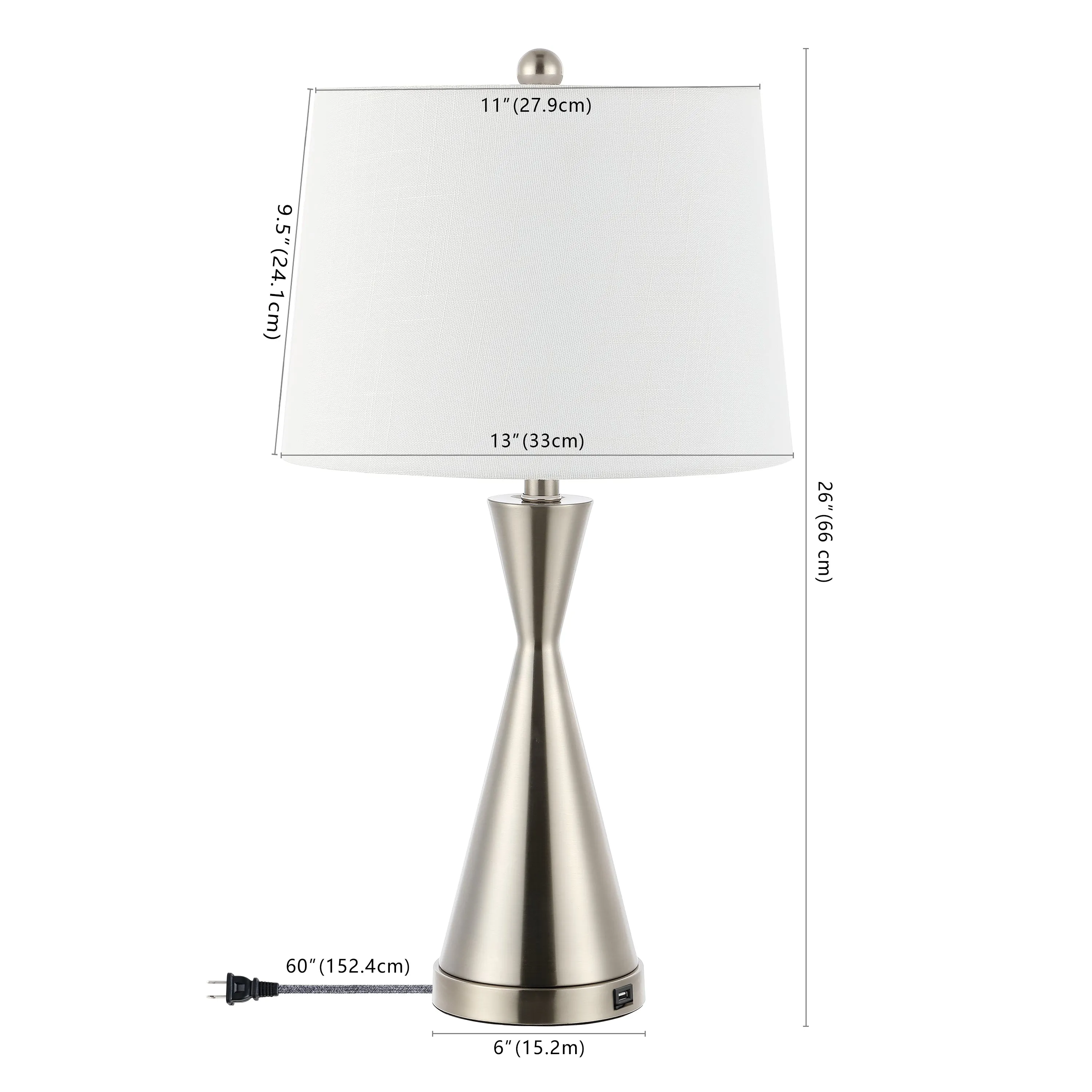 Geoff Brushed 26" Classic French Country Iron LED Table Lamp with USB Charging Port