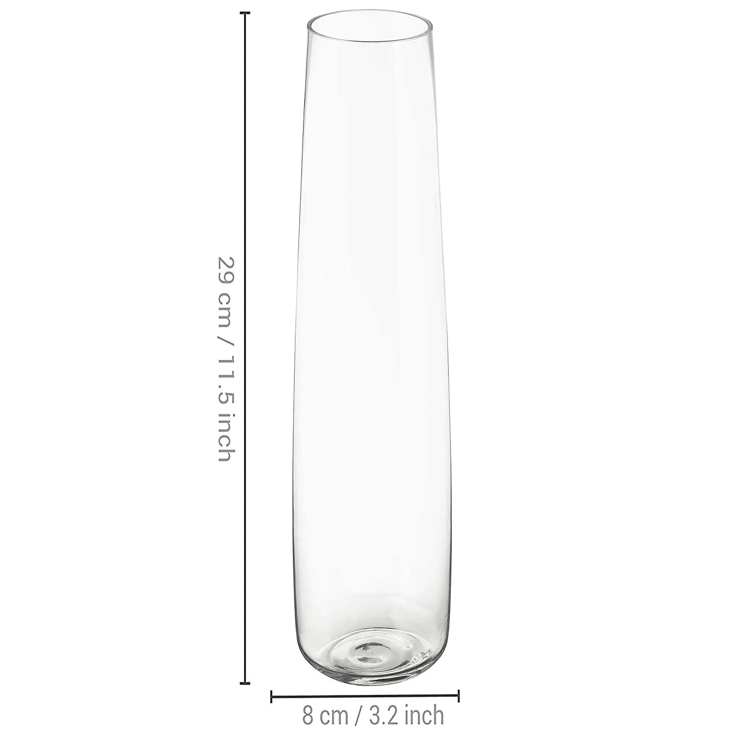 Glass vase Cylindrical Glass Vase (8 X 29 Cm, Clear)