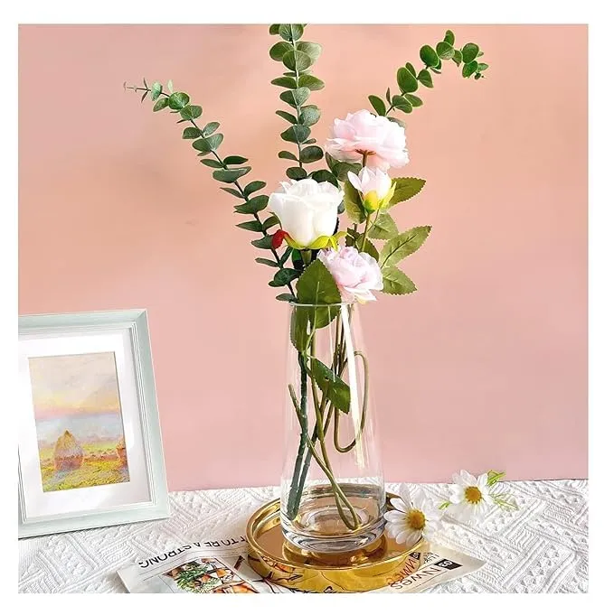 Glass vase Pack og 1 Pices Transparent Glass Flower Vase Decorative Items for Home Decor Living Room Bedroom Table Top Wedding Decoration 9 inch Height Tapper vase