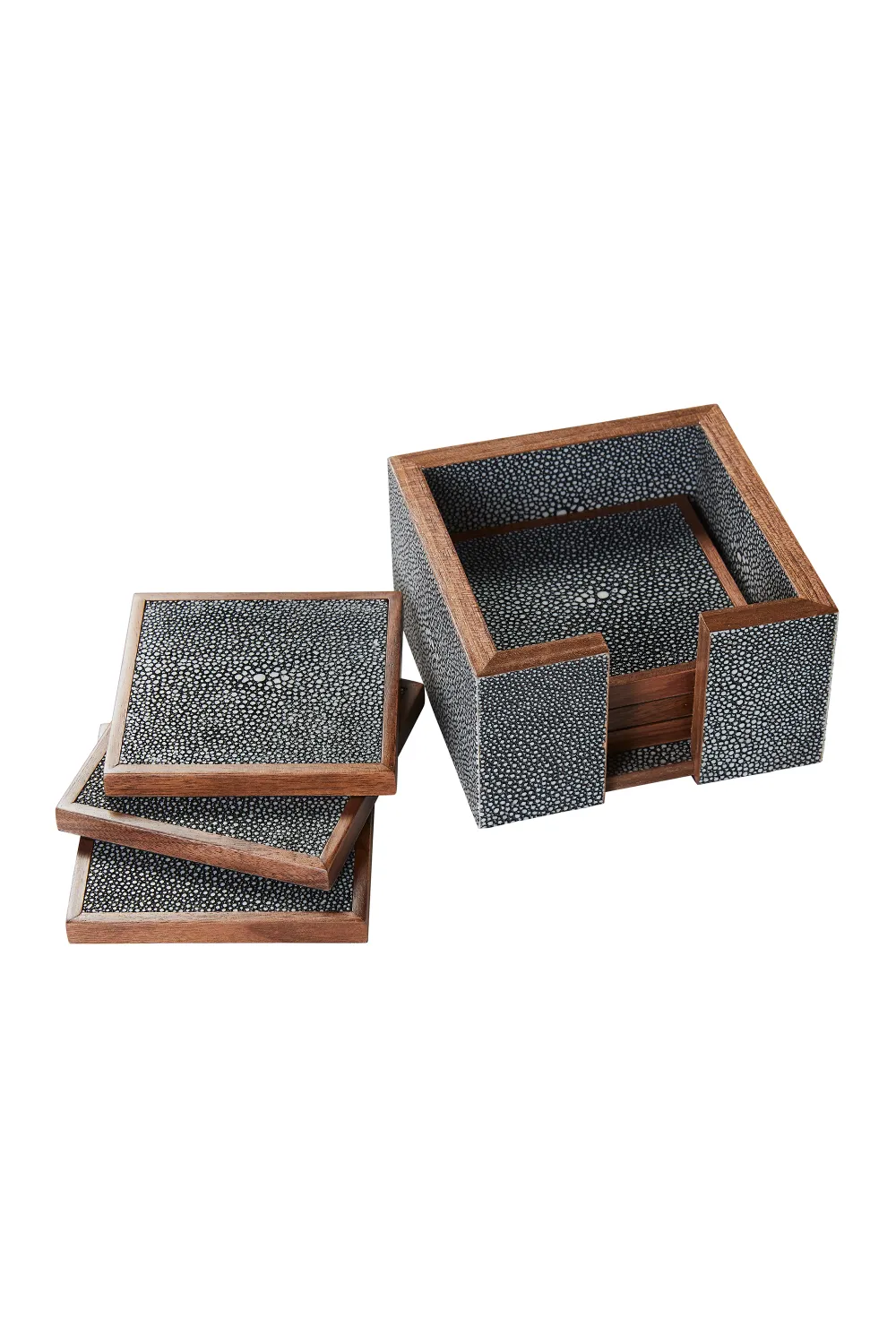 Gray Shagreen Coasters with Box (6) | Andrew Martin Lexi