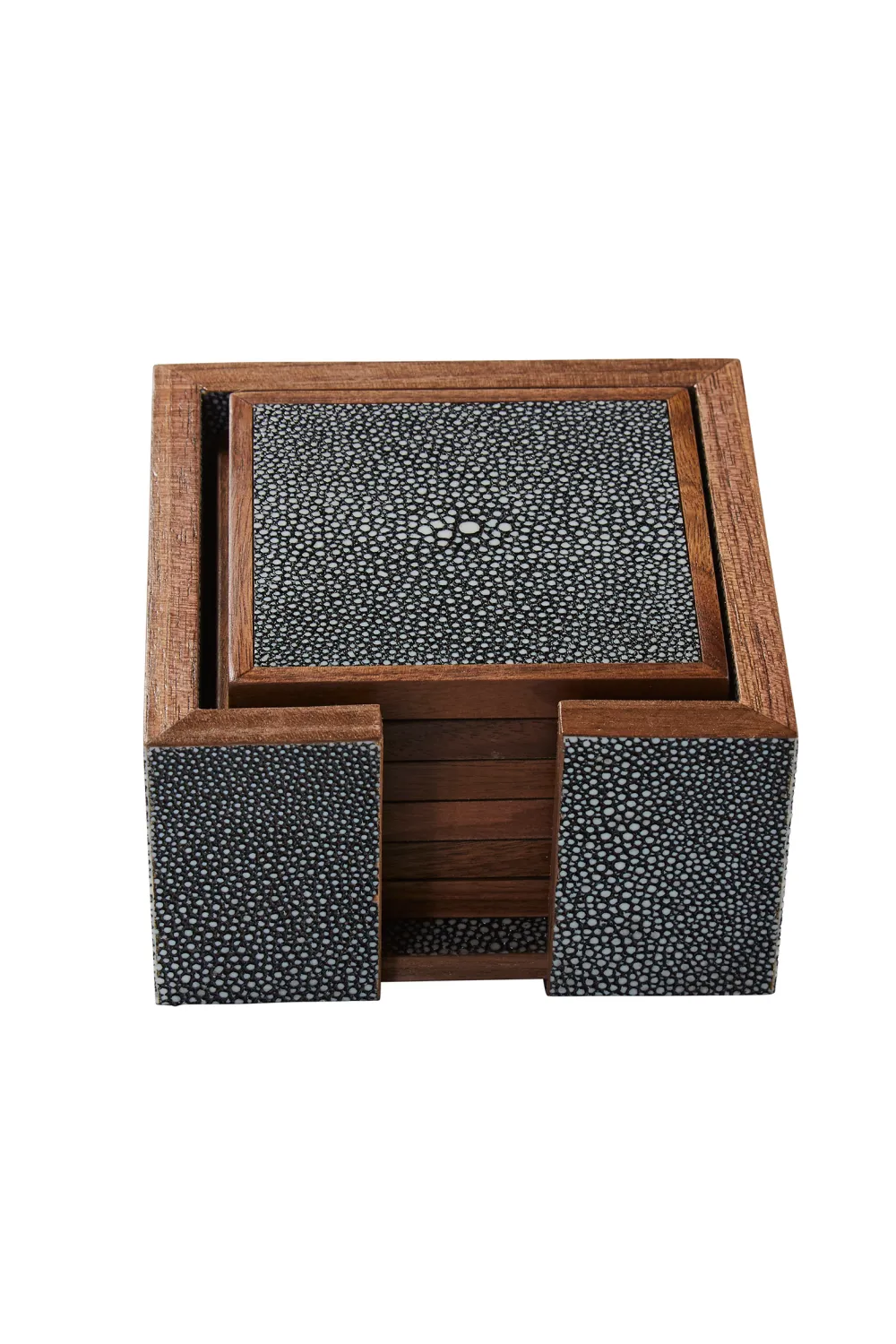 Gray Shagreen Coasters with Box (6) | Andrew Martin Lexi