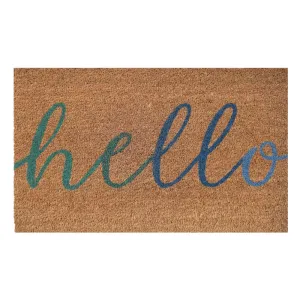 Hello Doormat - Blue/Green