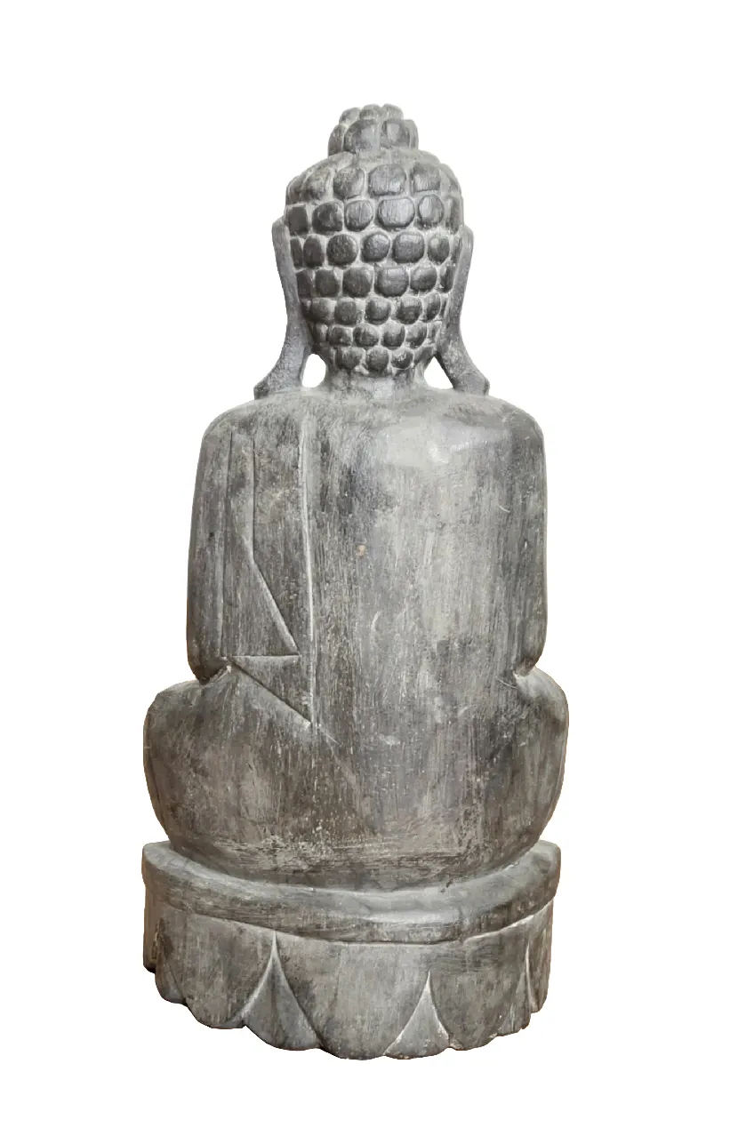 Home Decor. Tabletop Showpiece.
Handcrafted Meditating Wooden Buddha Statue on a Lotus Pedestal.