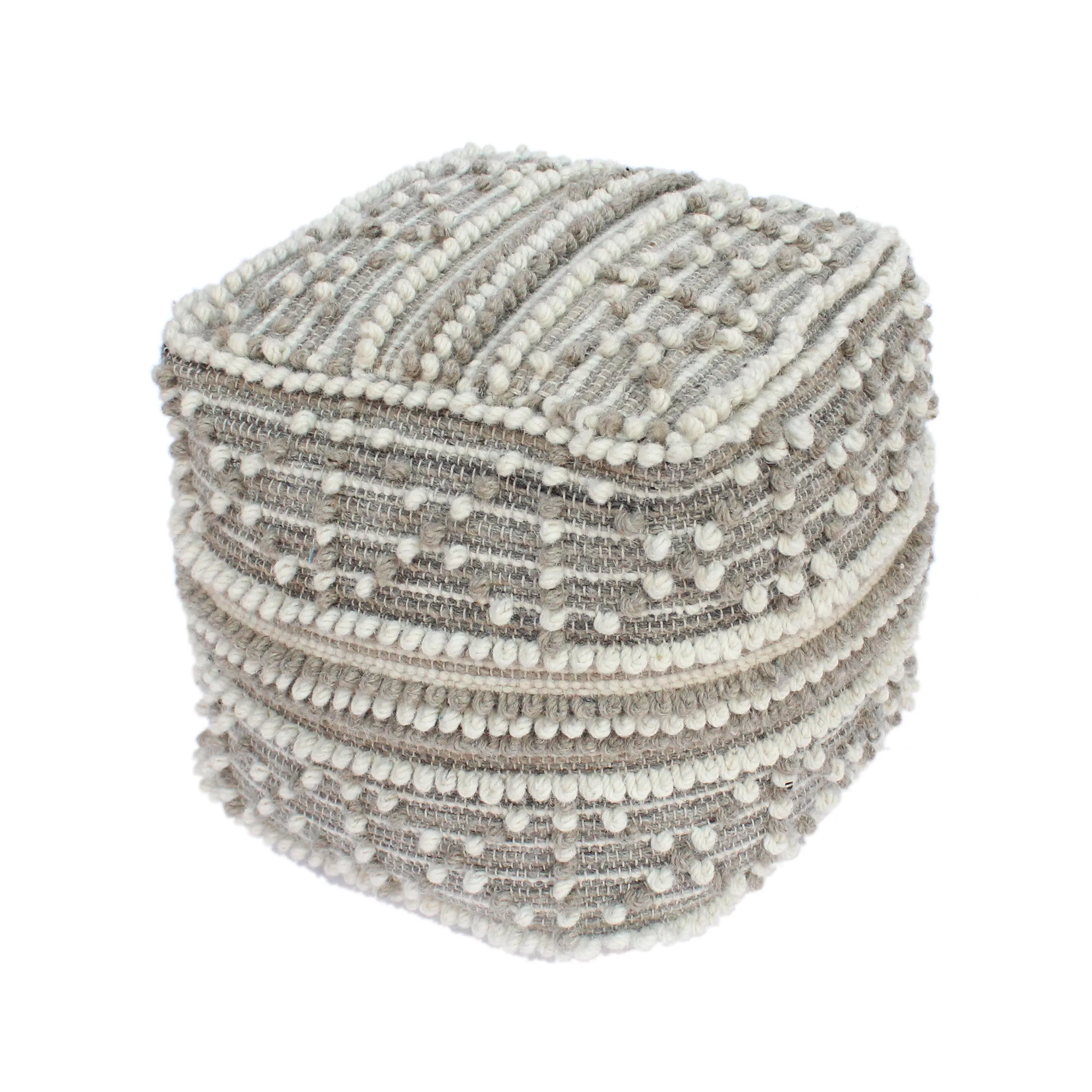 Ishara Contemporary Wool and Cotton Pouf Ottoman