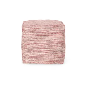 Ivy Boho Yarn Pouf, Red and White