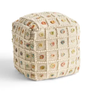 Jaceyon Boho Wool and Cotton Ottoman Pouf