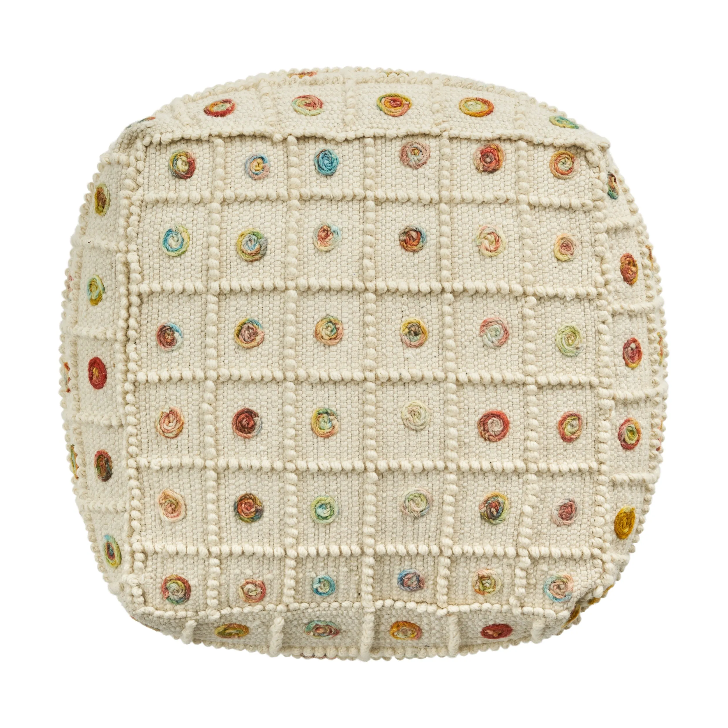 Jaceyon Boho Wool and Cotton Ottoman Pouf