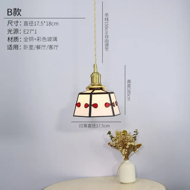 Japanese Style Retro Chandelier Bedside Glass Lamp