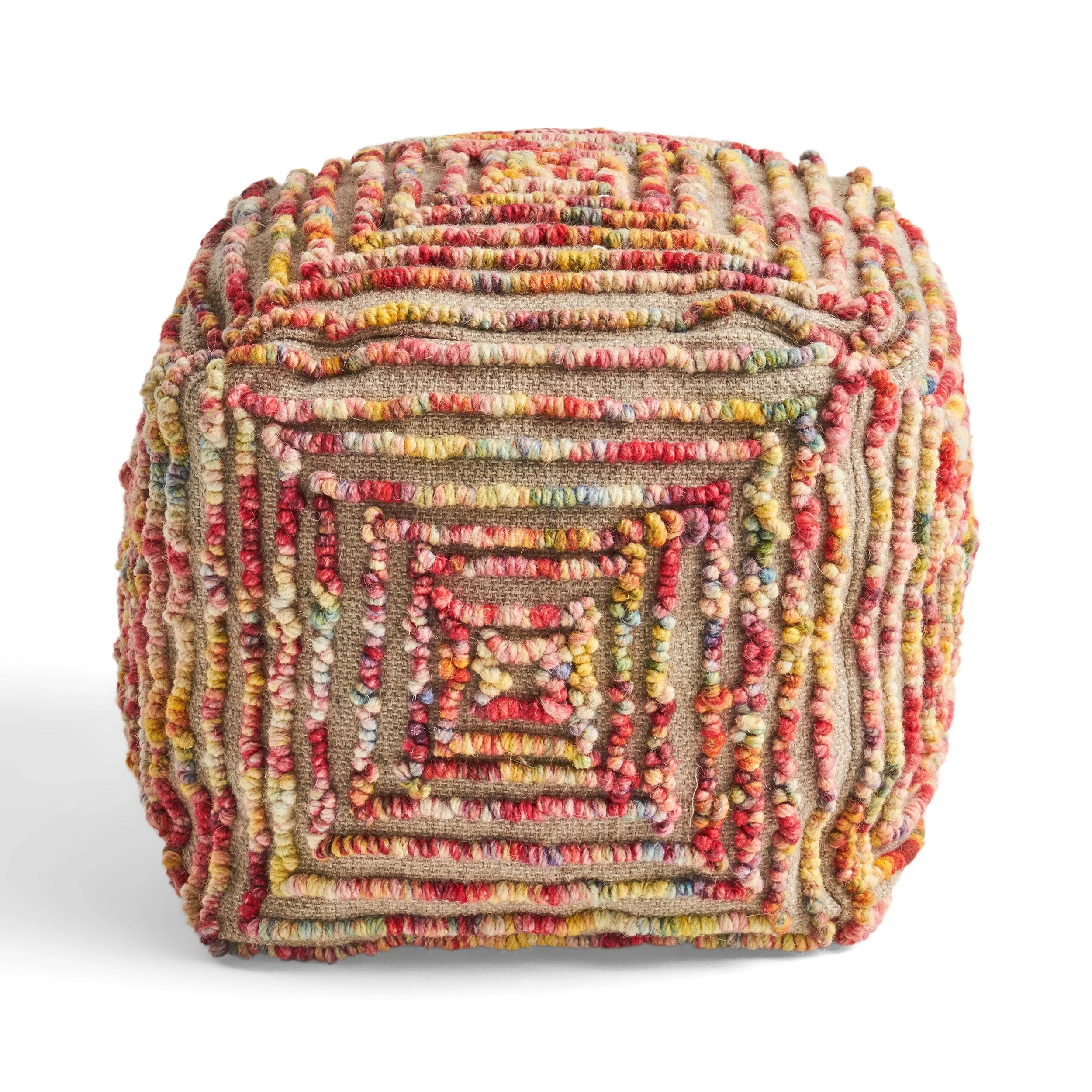 Jaylee Boho Wool Ottoman Pouf