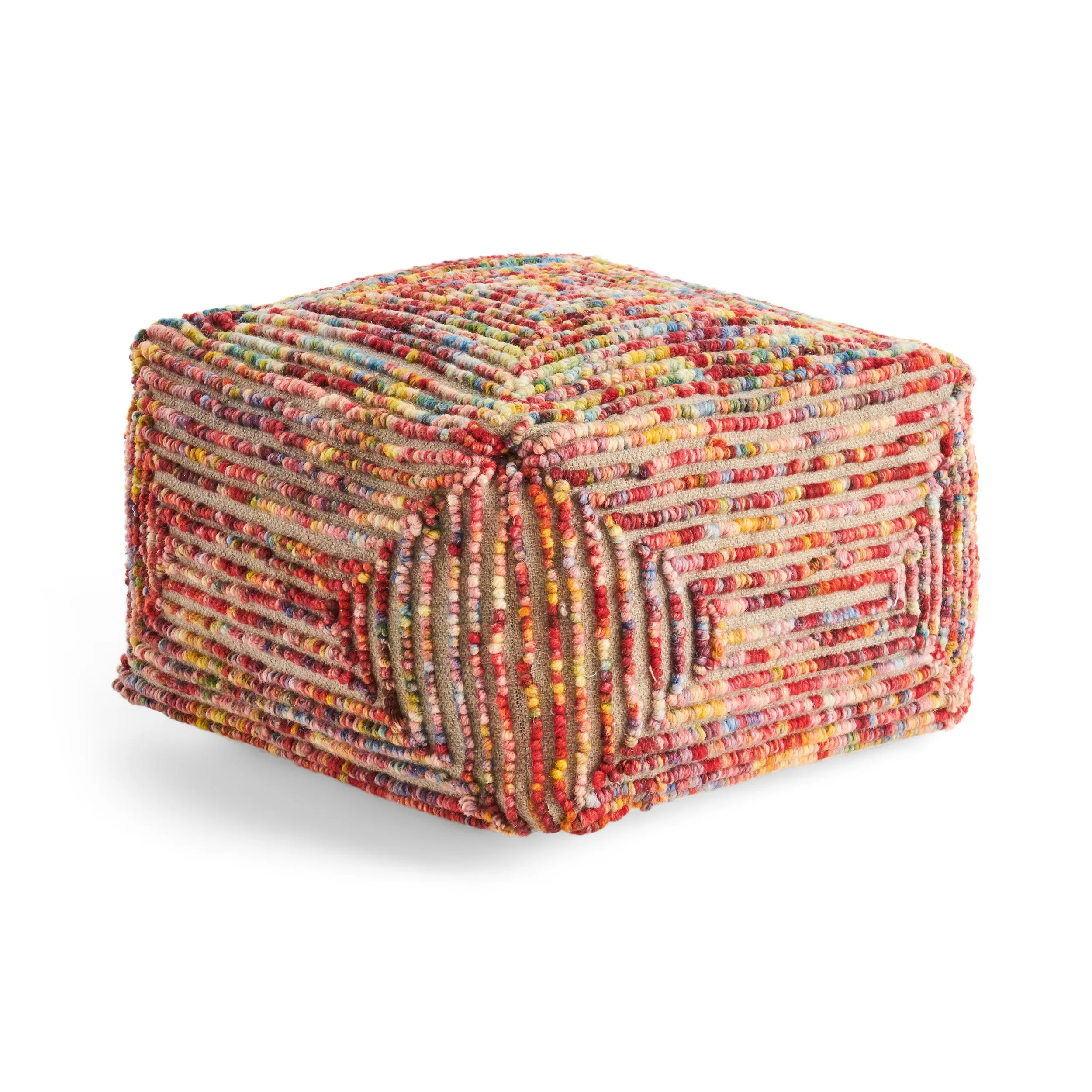 Jaylee Boho Wool Ottoman Pouf