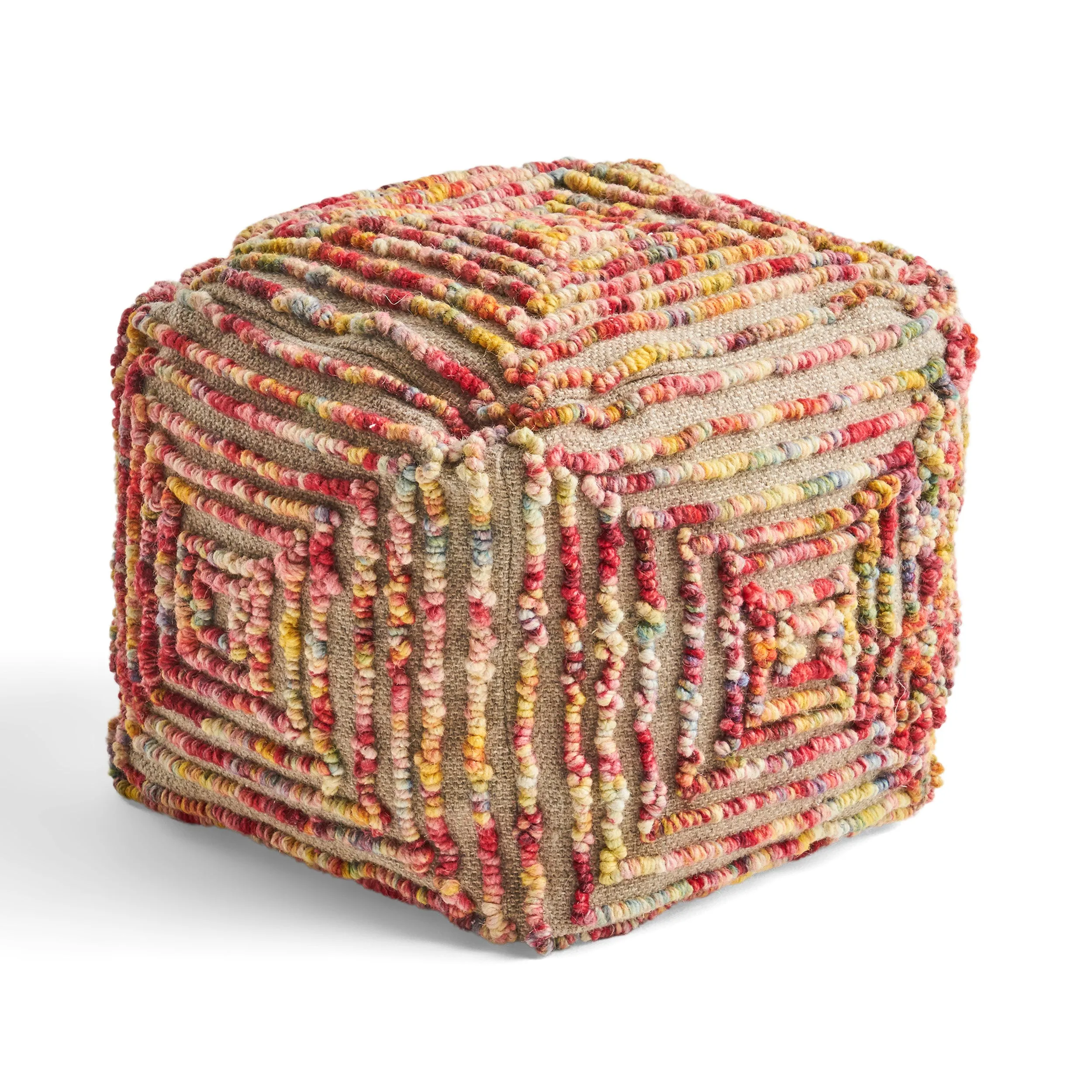 Jaylee Boho Wool Ottoman Pouf