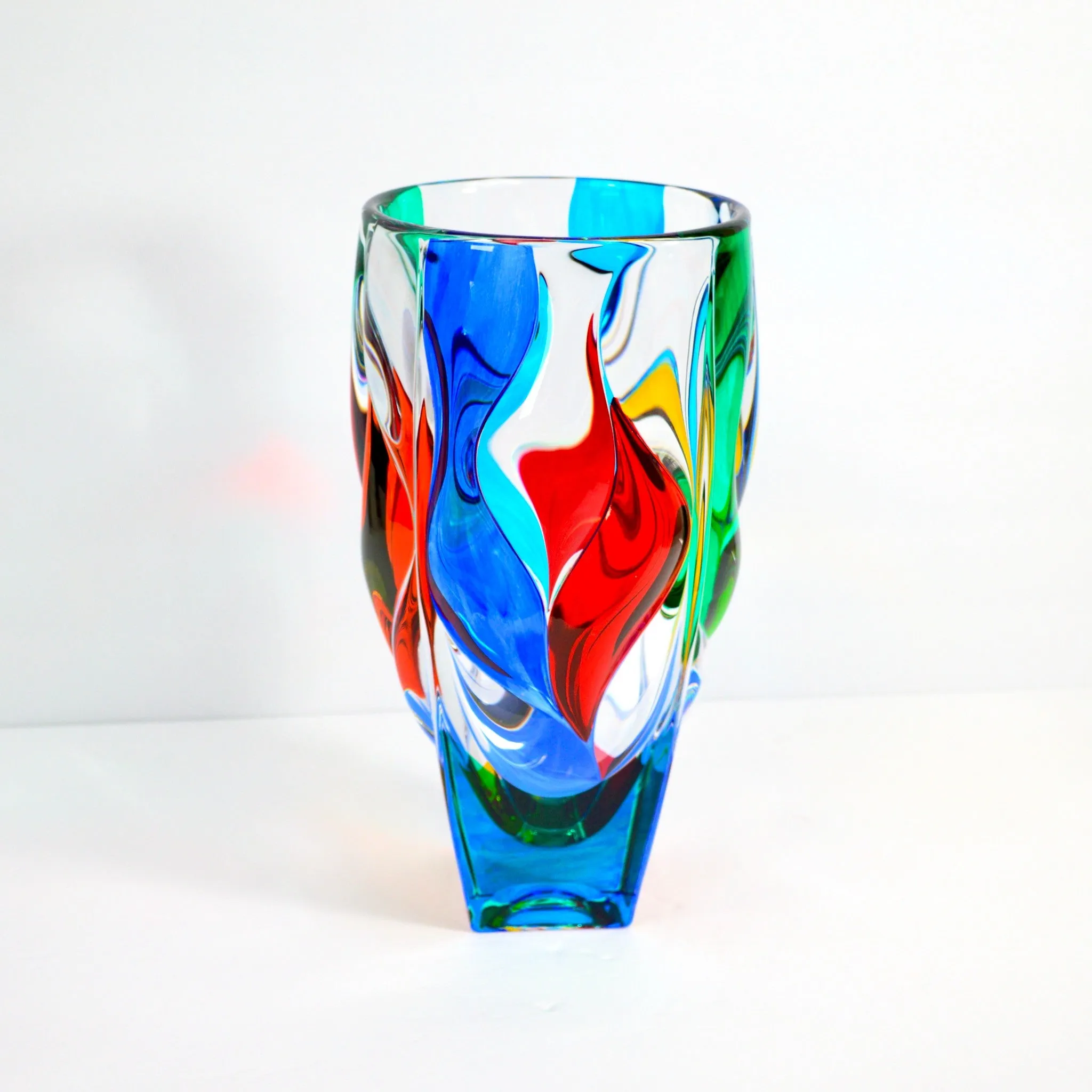 Jazz Vase, Hand Painted Italian Crystal, Made in Italy