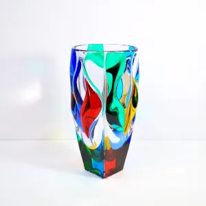 Jazz Vase, Hand Painted Italian Crystal, Made in Italy