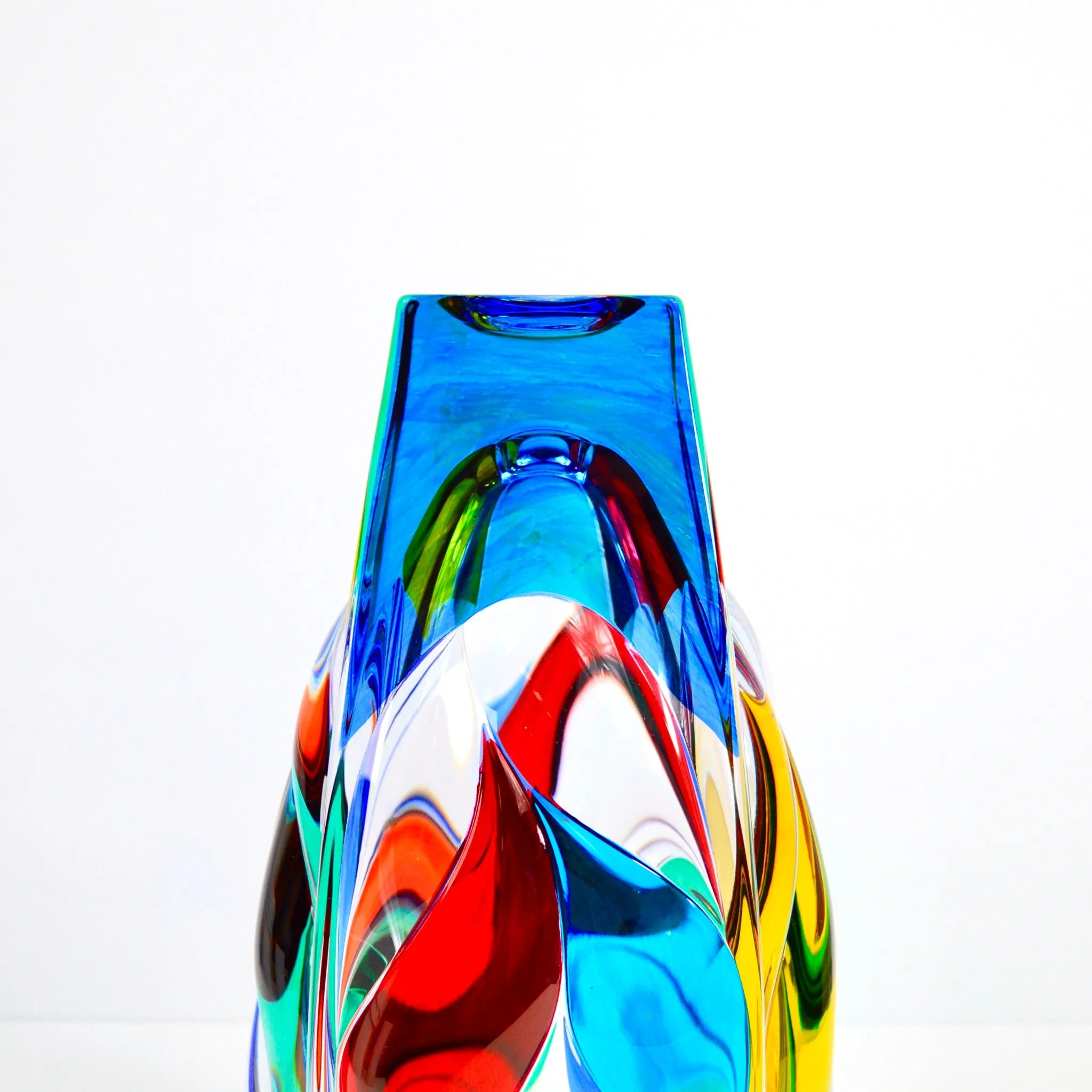 Jazz Vase, Hand Painted Italian Crystal, Made in Italy