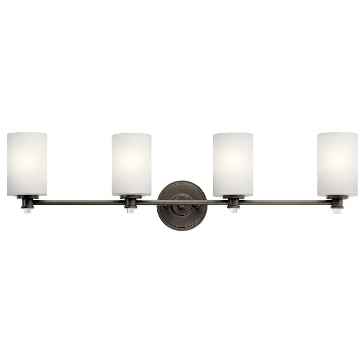 Joelson 34 In 4-Lights LED Bathroom Vanity Light With Satin Etched Cased Opal Glass, Bronze Finish